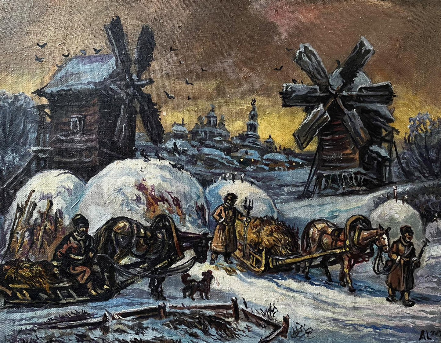 Oil painting Winter landscape buy