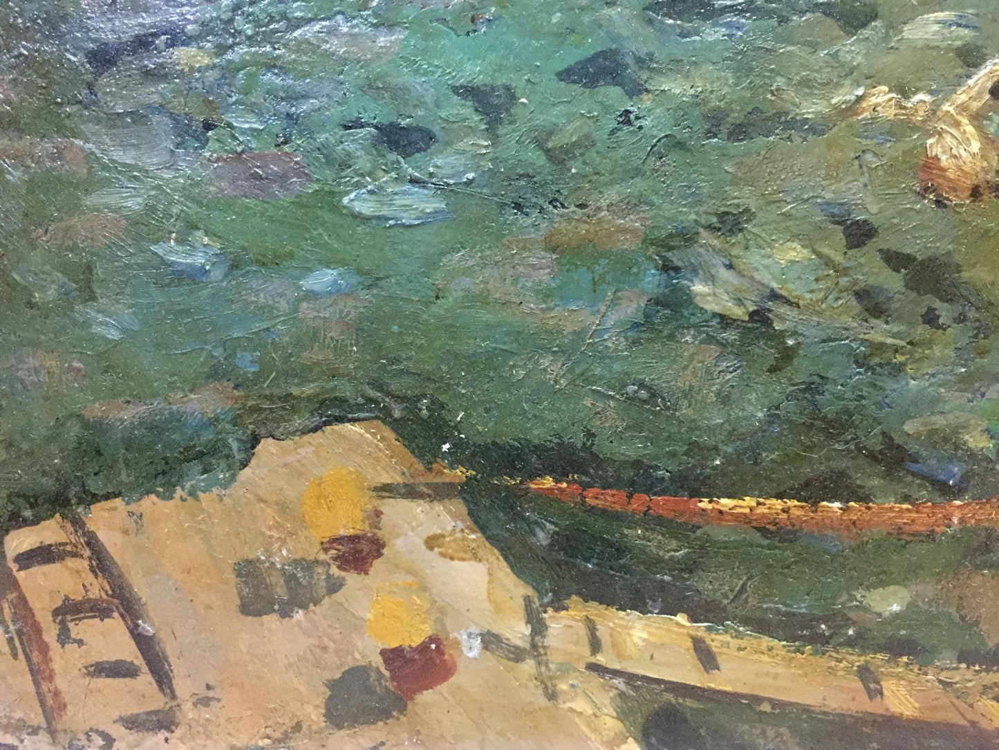 Oil painting River port Karelin Vyacheslav