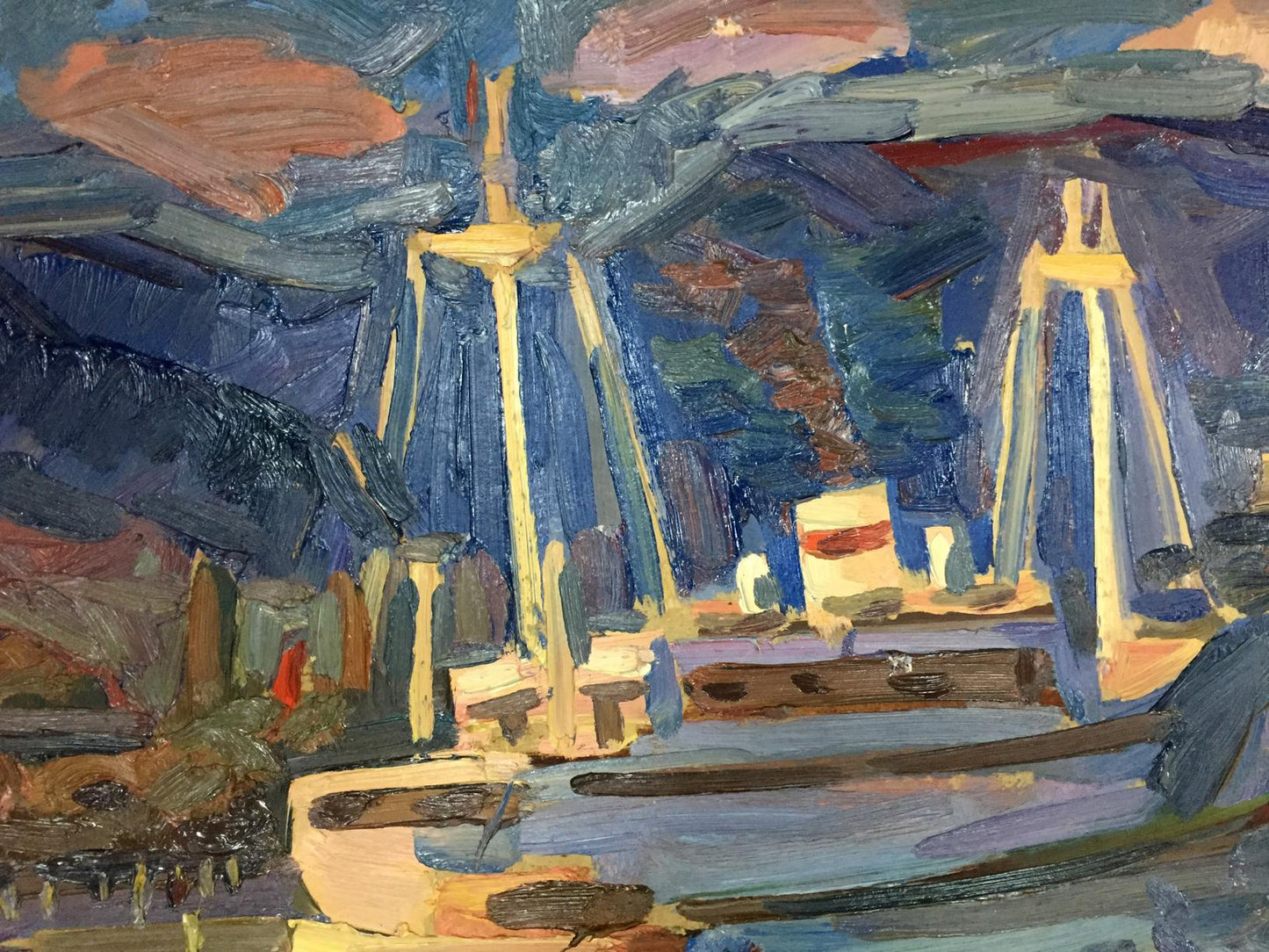 Oil painting In the port Karelin Vyacheslav Dmitrievich