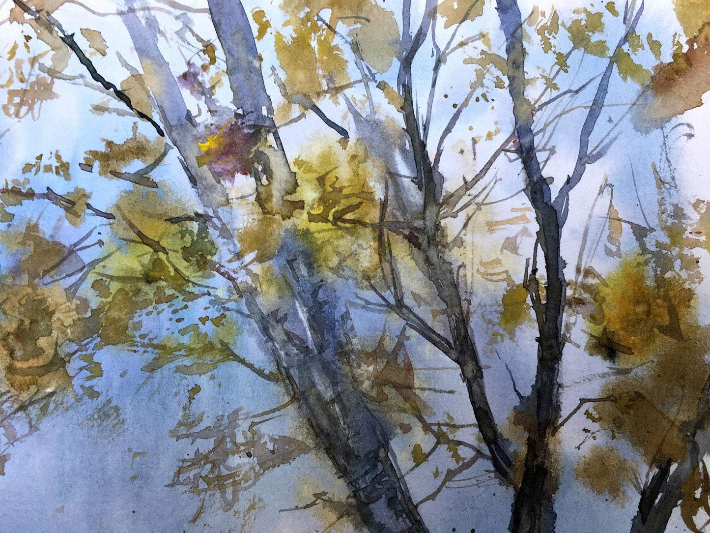 Watercolor painting Golden autumn Viktor Mikhailichenko