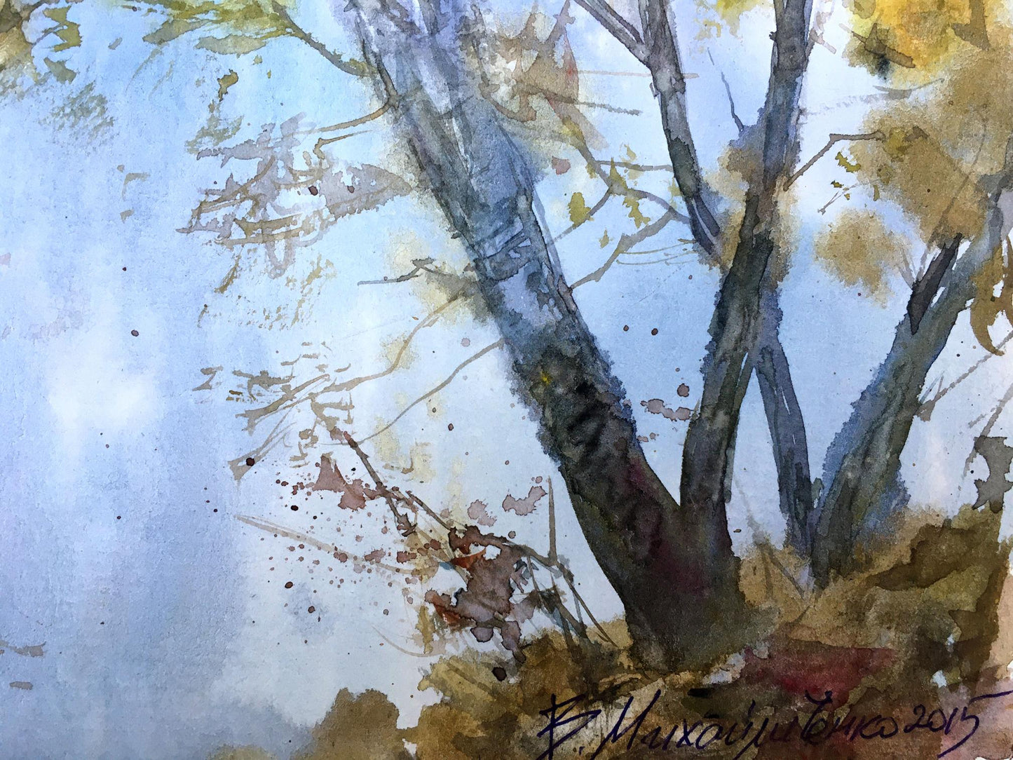 Watercolor painting Golden autumn Viktor Mikhailichenko