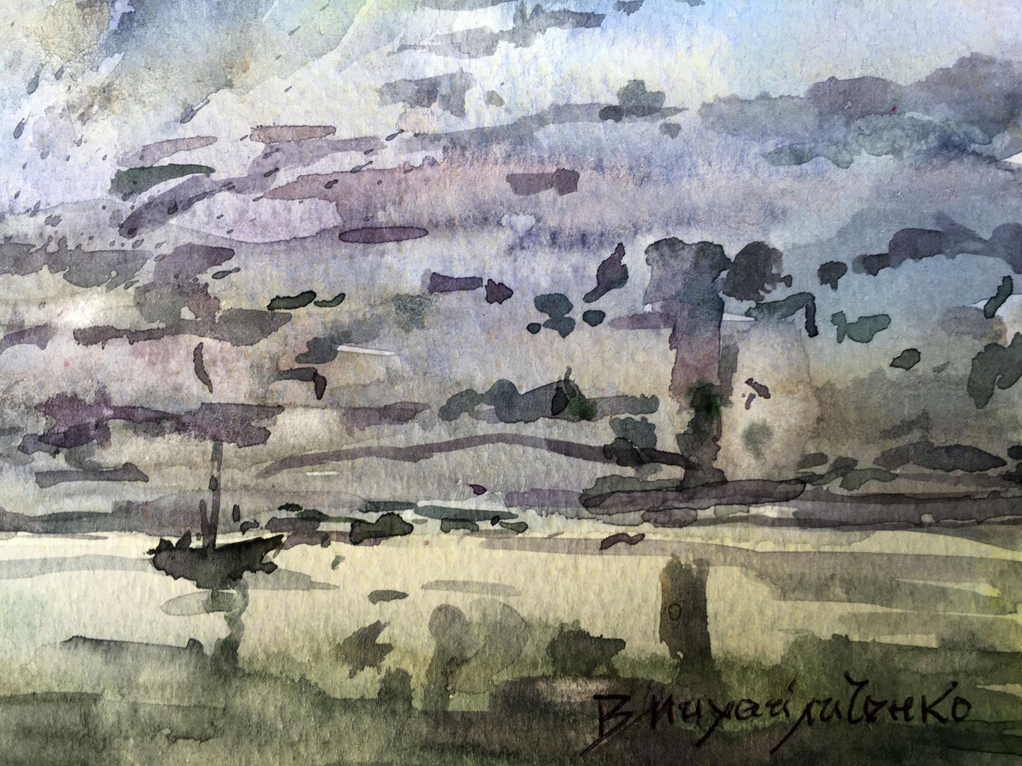 Watercolor painting Autumn mountains Viktor Mikhailichenko