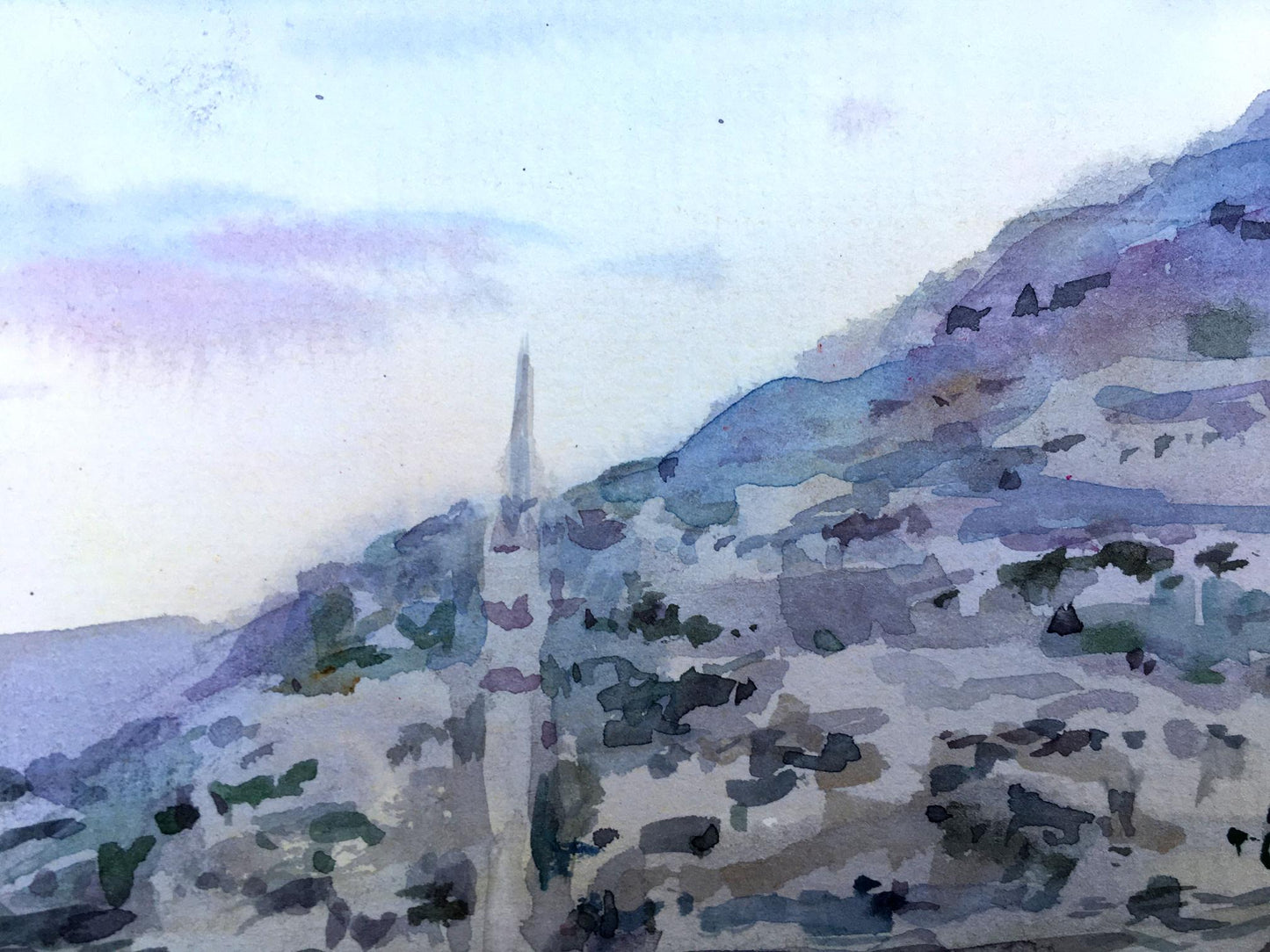 Watercolor painting Mountain View Viktor Mikhailichenko