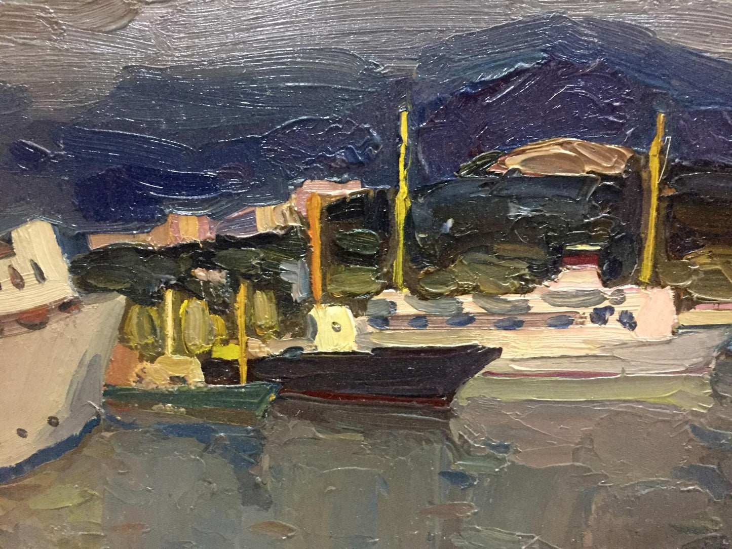 Oil painting Ship port Karelin Vyacheslav