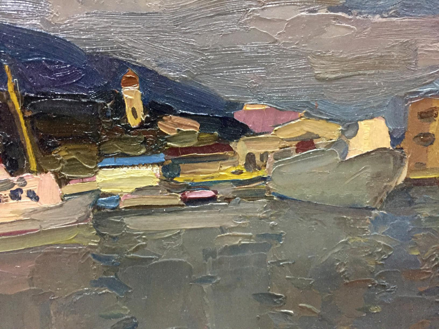 Oil painting Ship port Karelin Vyacheslav