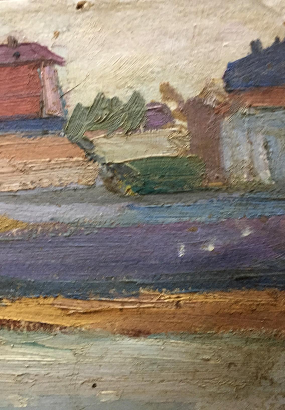 Oil painting "Ship Port" by Stolyarenko, depicting bustling maritime activity.