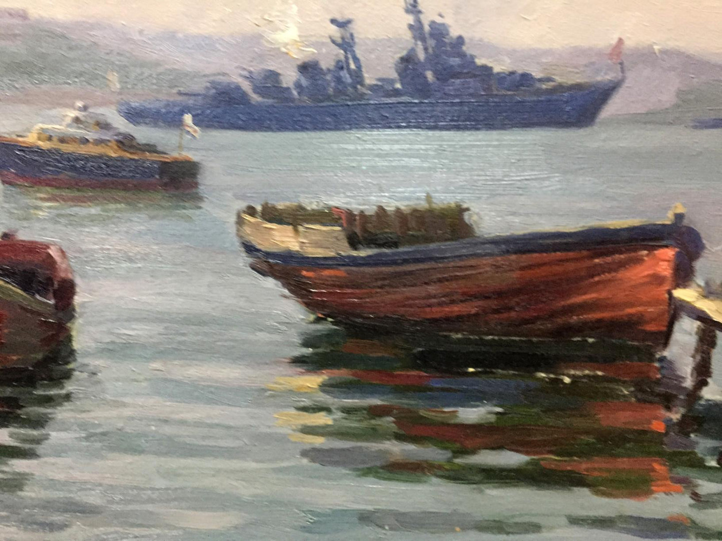 Oil painting In the Sevastopol Bay Kolomoitsev Petr Mikhailovich