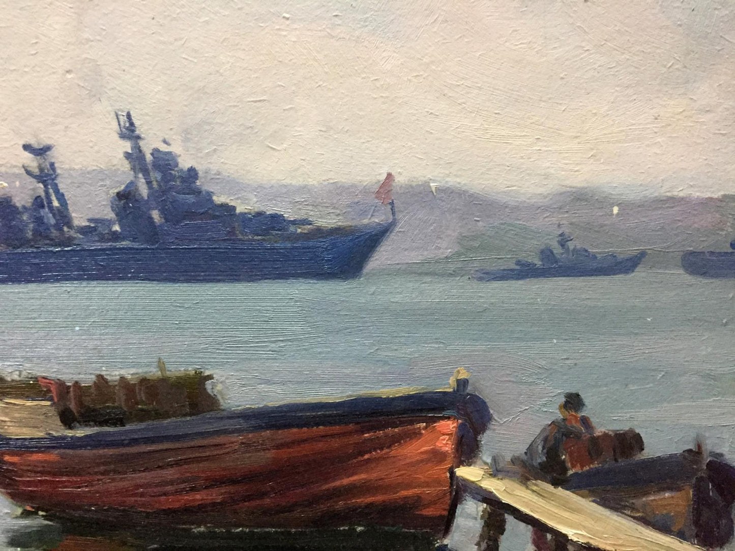 Oil painting In the Sevastopol Bay Kolomoitsev Petr Mikhailovich