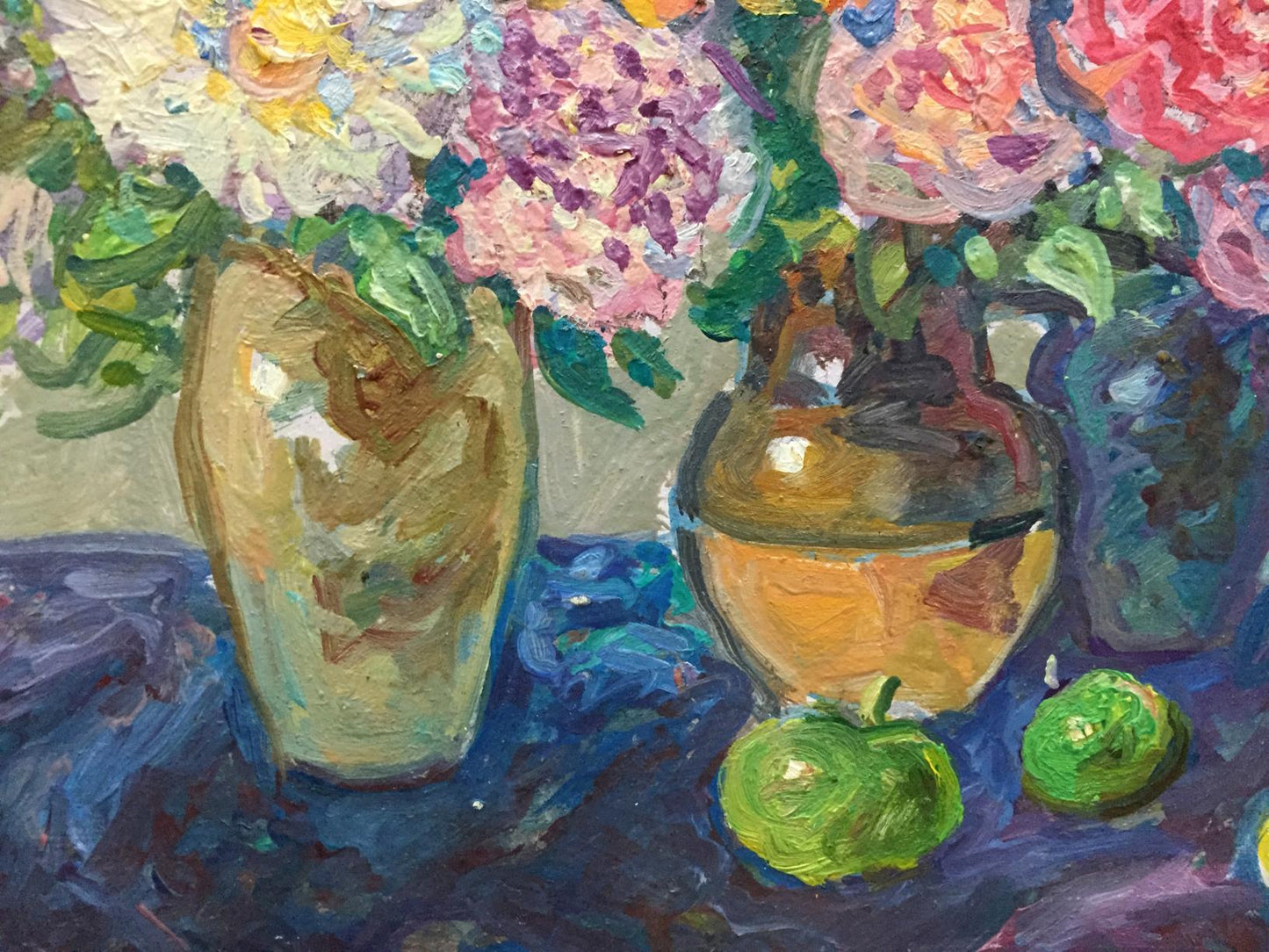 Oil painting Flowers and apples Ruban Grigory Savelievich