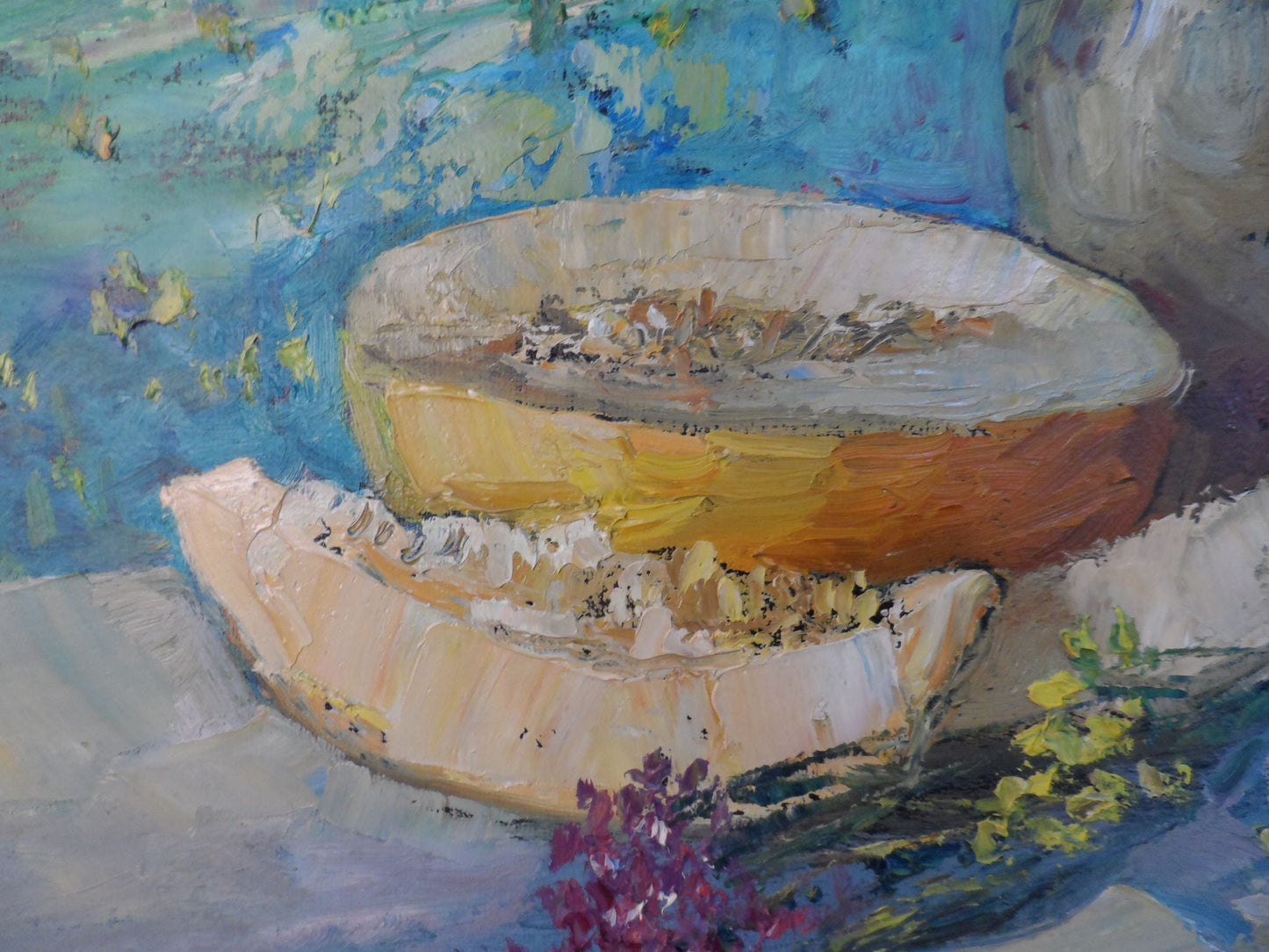 Oil painting Melon and wildflower