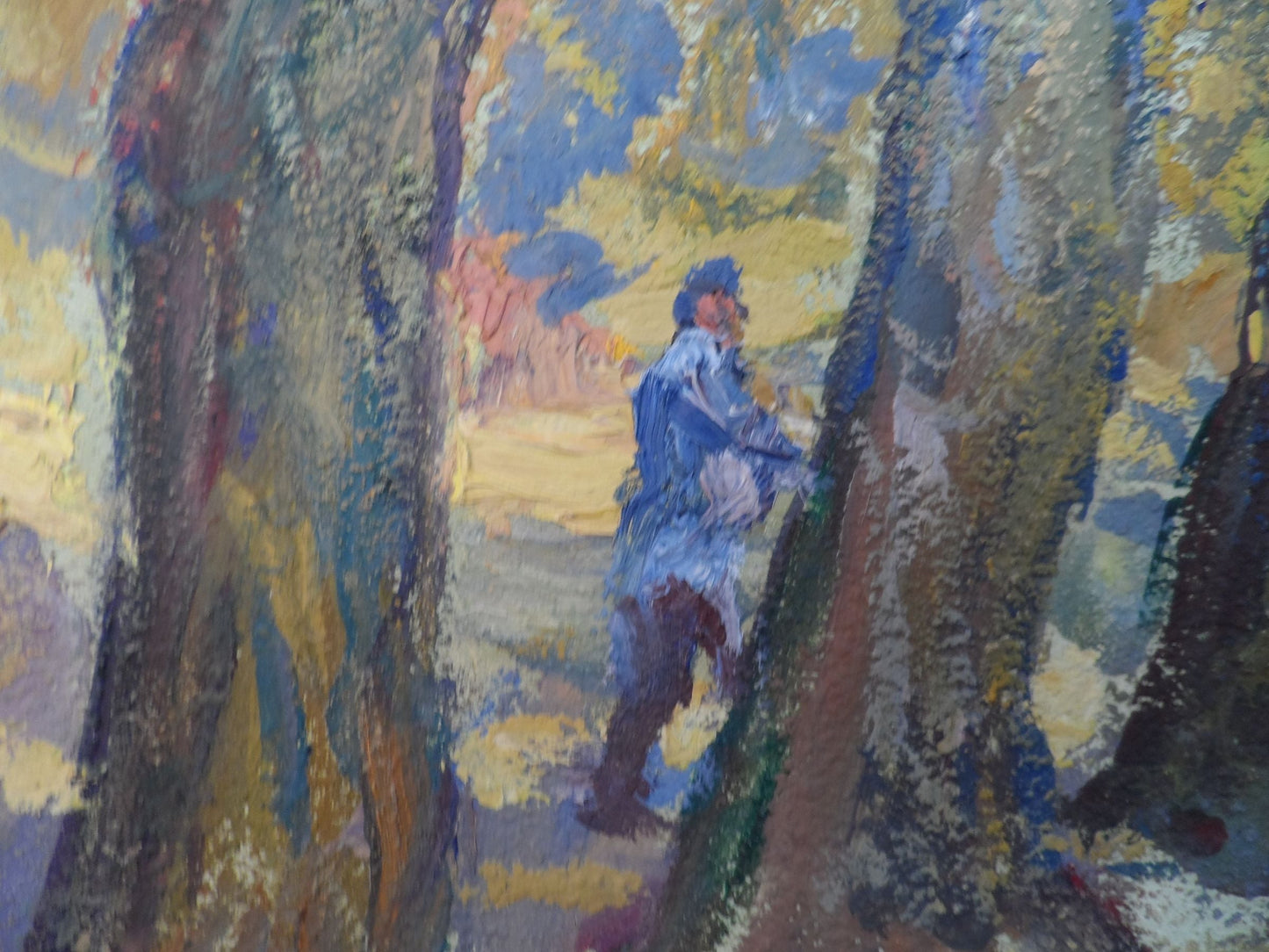 Oil painting Autumn poplars