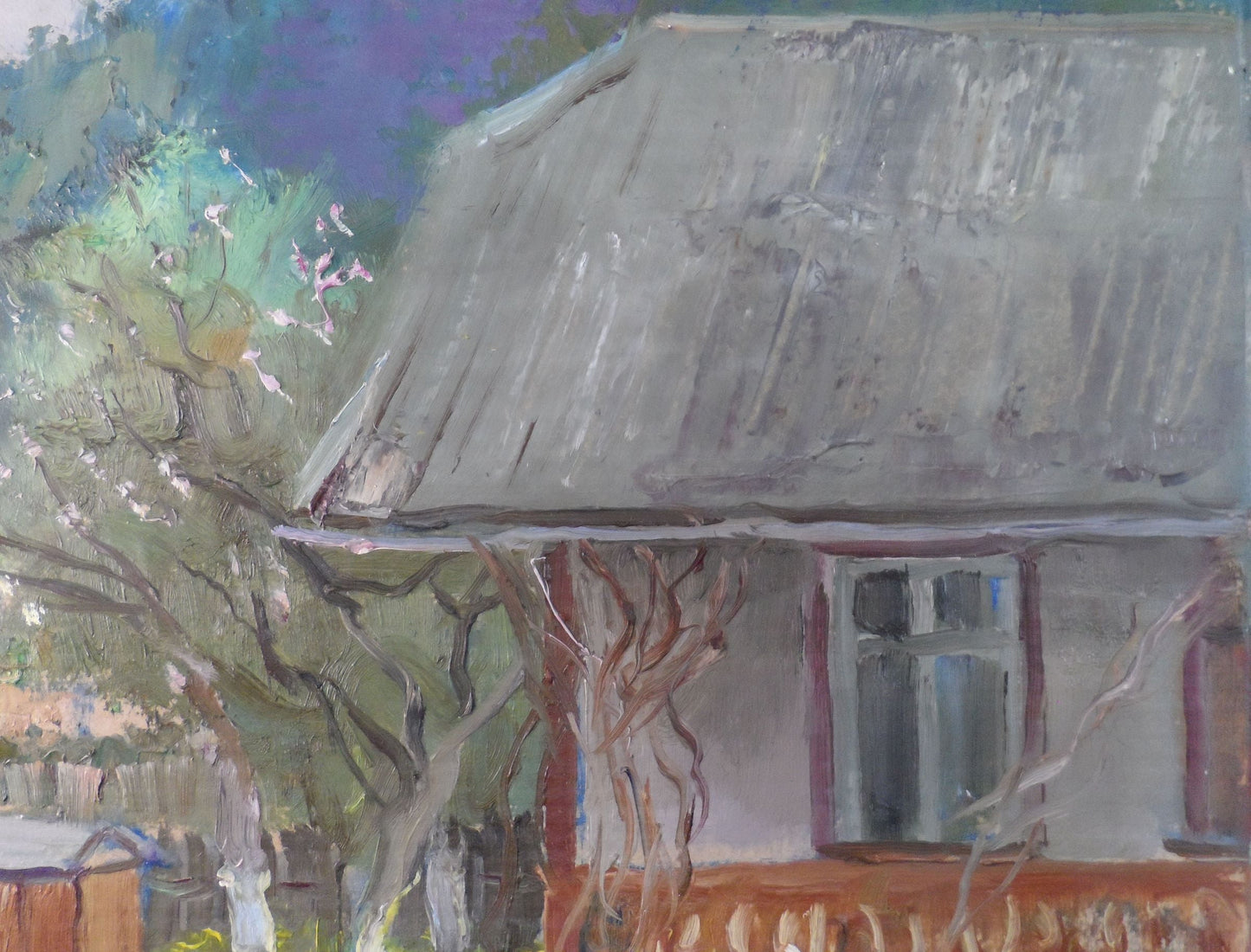 Oil artwork featuring "Spring Beehives" by V. V. Mishurovsky