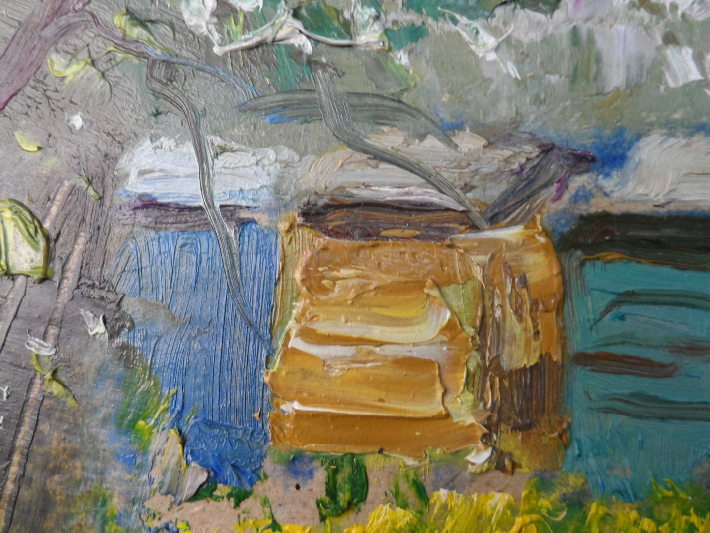 Oil painting titled "Spring Beehives" by V. V. Mishurovsky