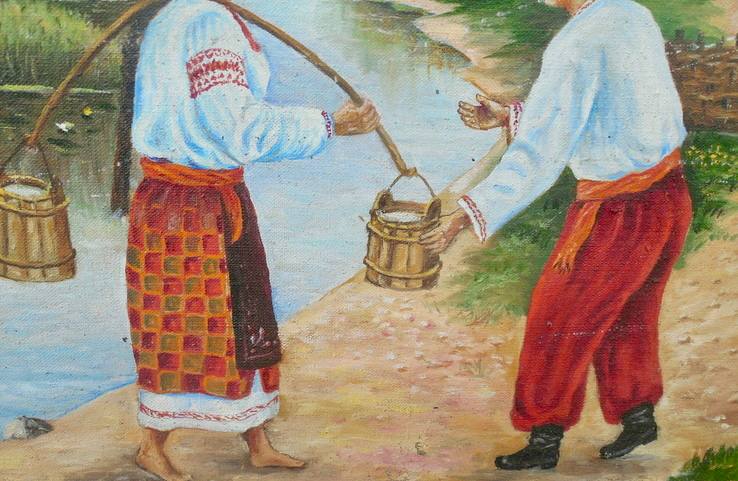 Oil painting Village Unknown artist