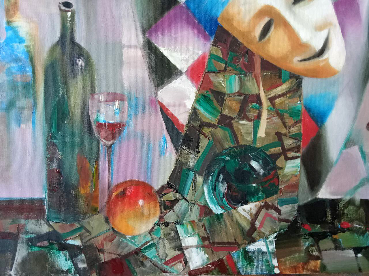 Abstract oil painting Harlequin Anatoly Borisovich Tarabanov