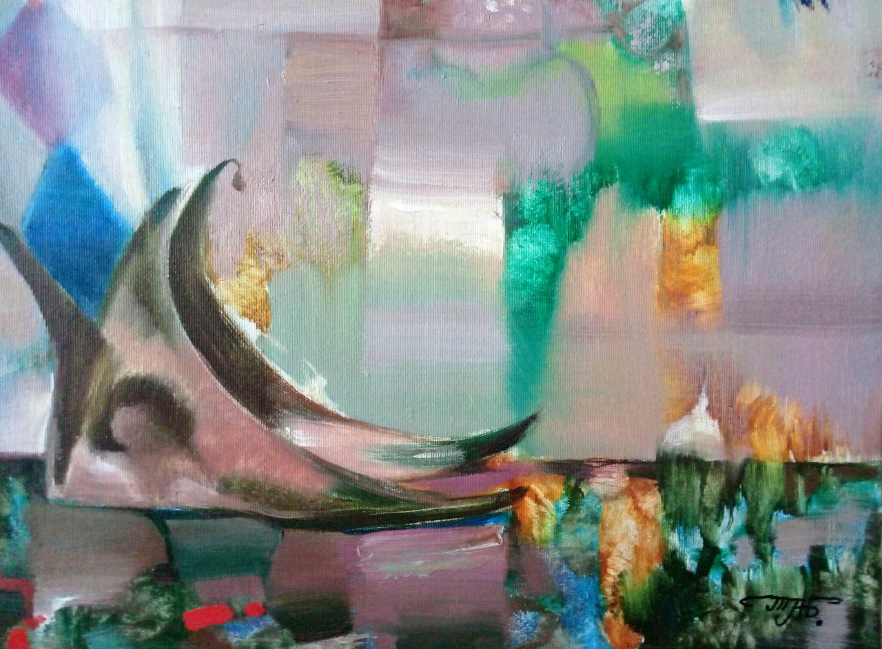 Abstract oil painting Harlequin Anatoly Borisovich Tarabanov