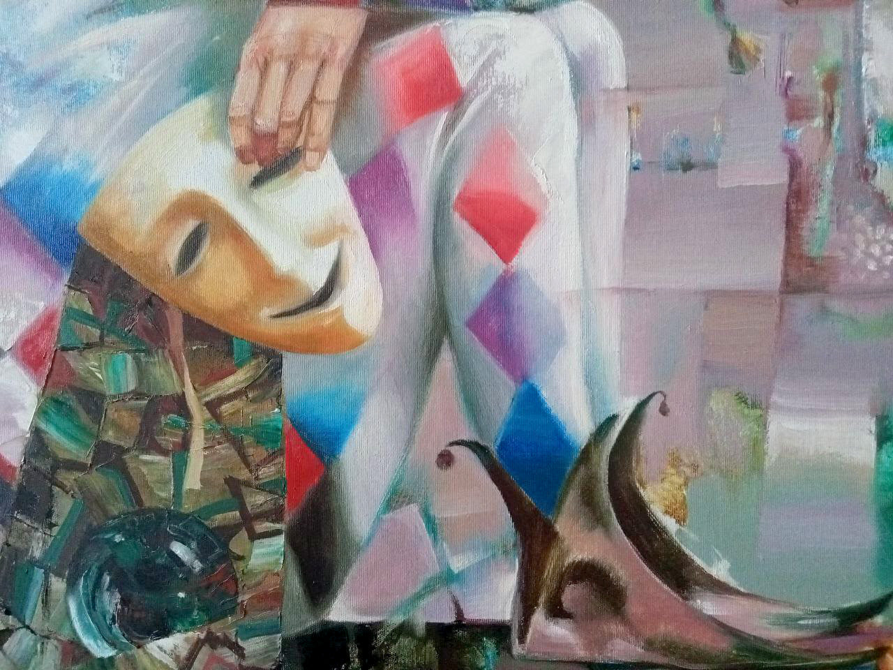 Abstract oil painting Harlequin Anatoly Borisovich Tarabanov