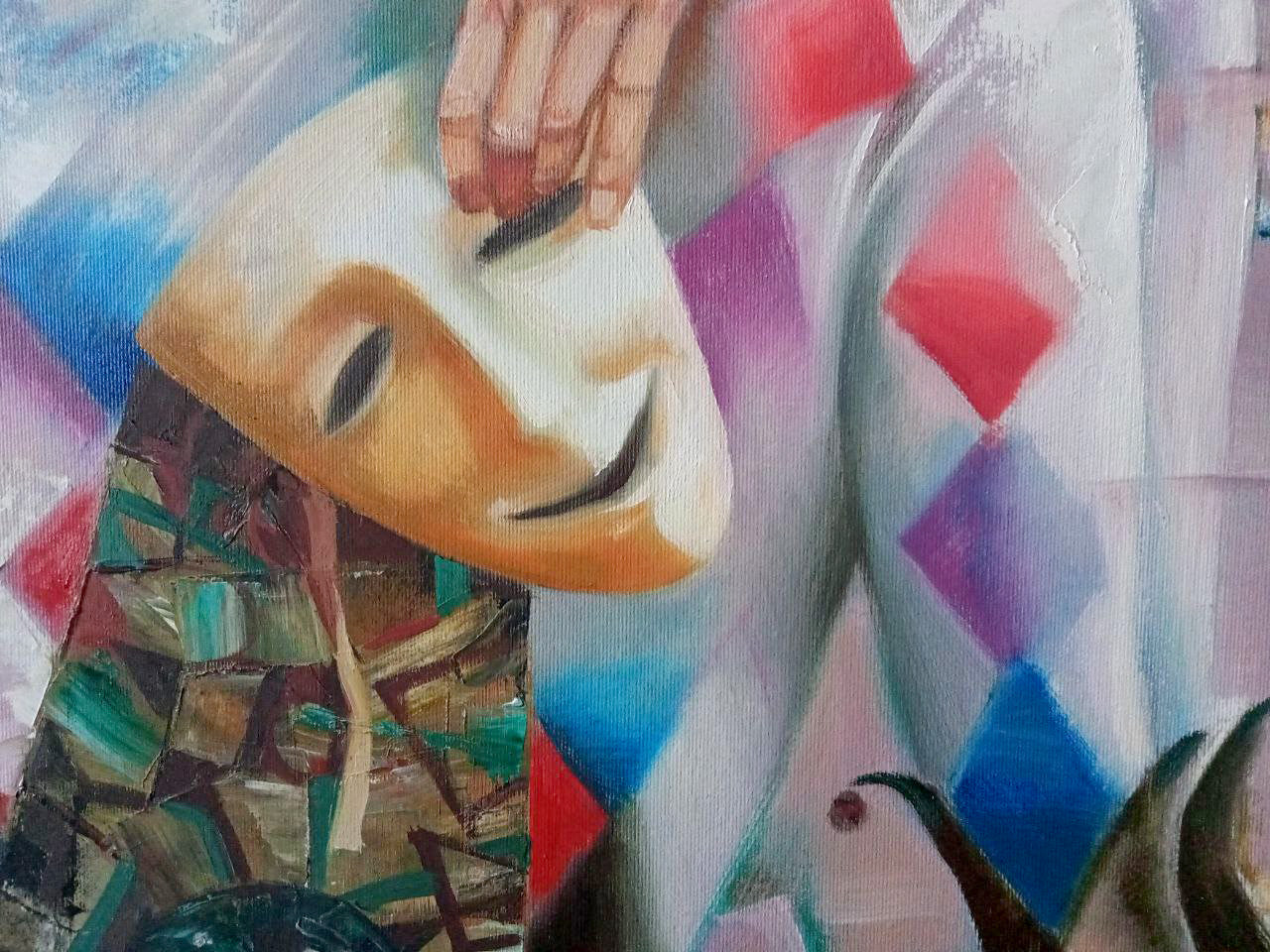 Abstract oil painting Harlequin Anatoly Borisovich Tarabanov