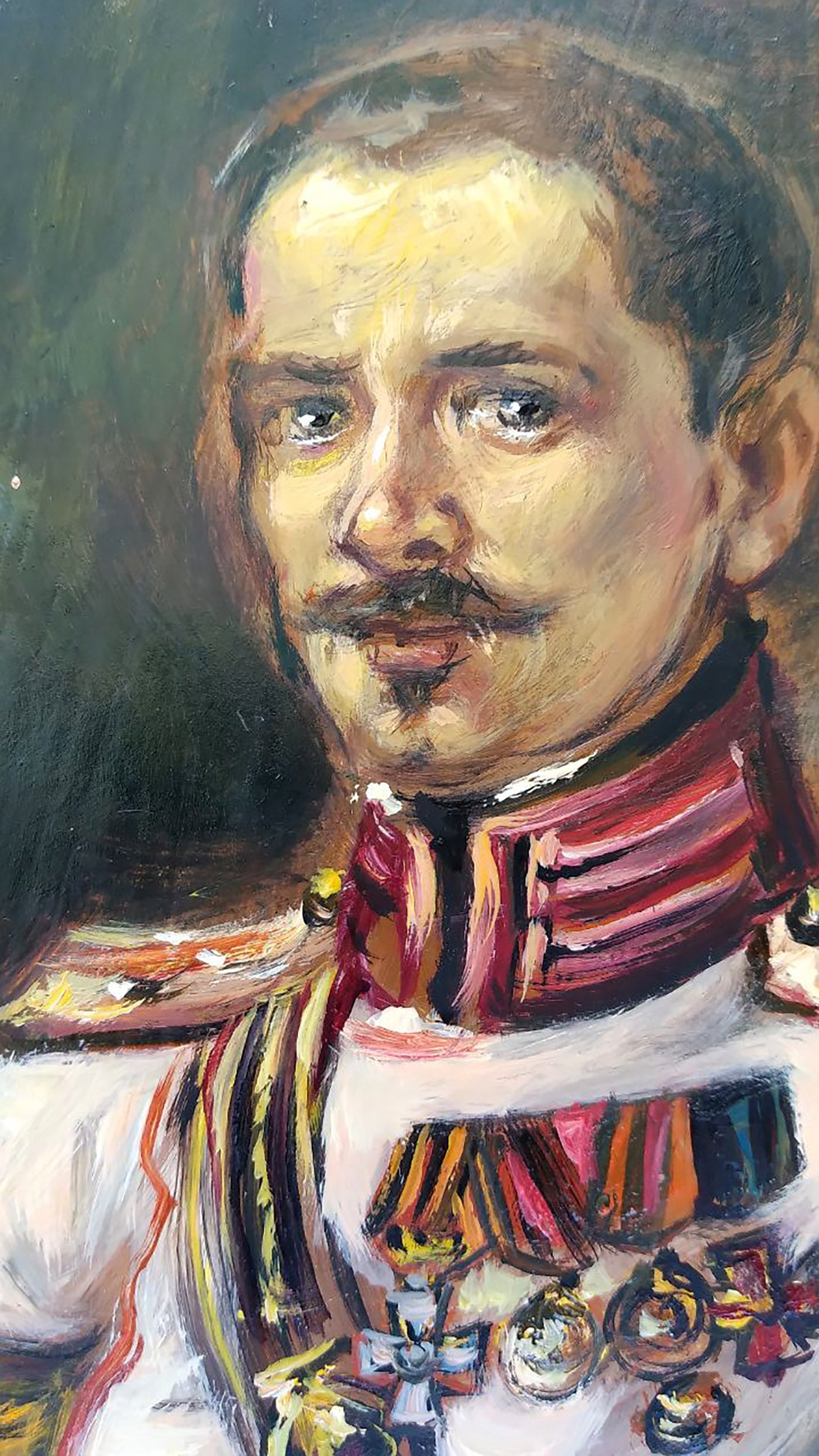 Oil painting Portrait of an officer with a saber Alexander Litvinov
