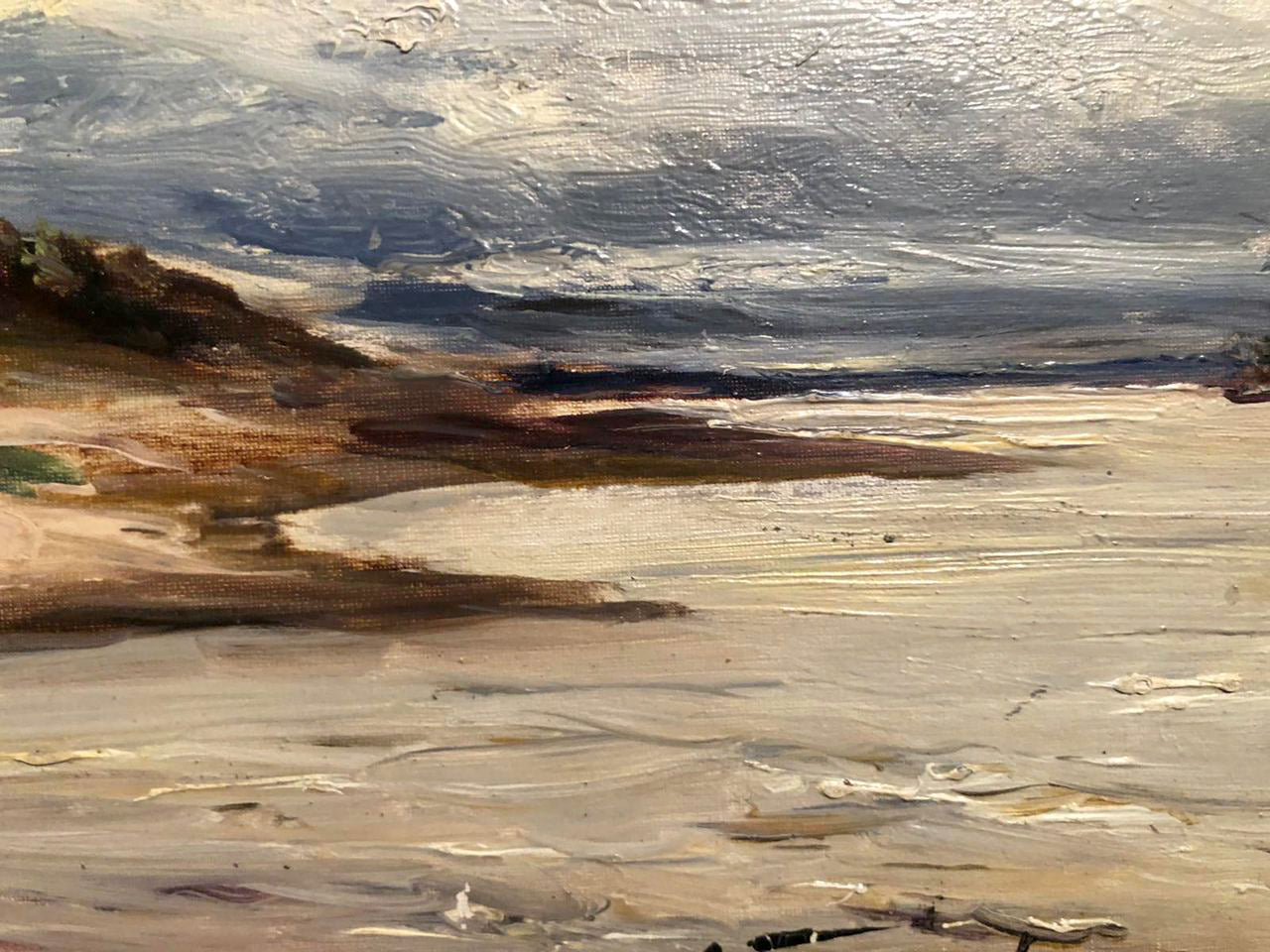 Oil painting There's a boat on the shore Unknown artist