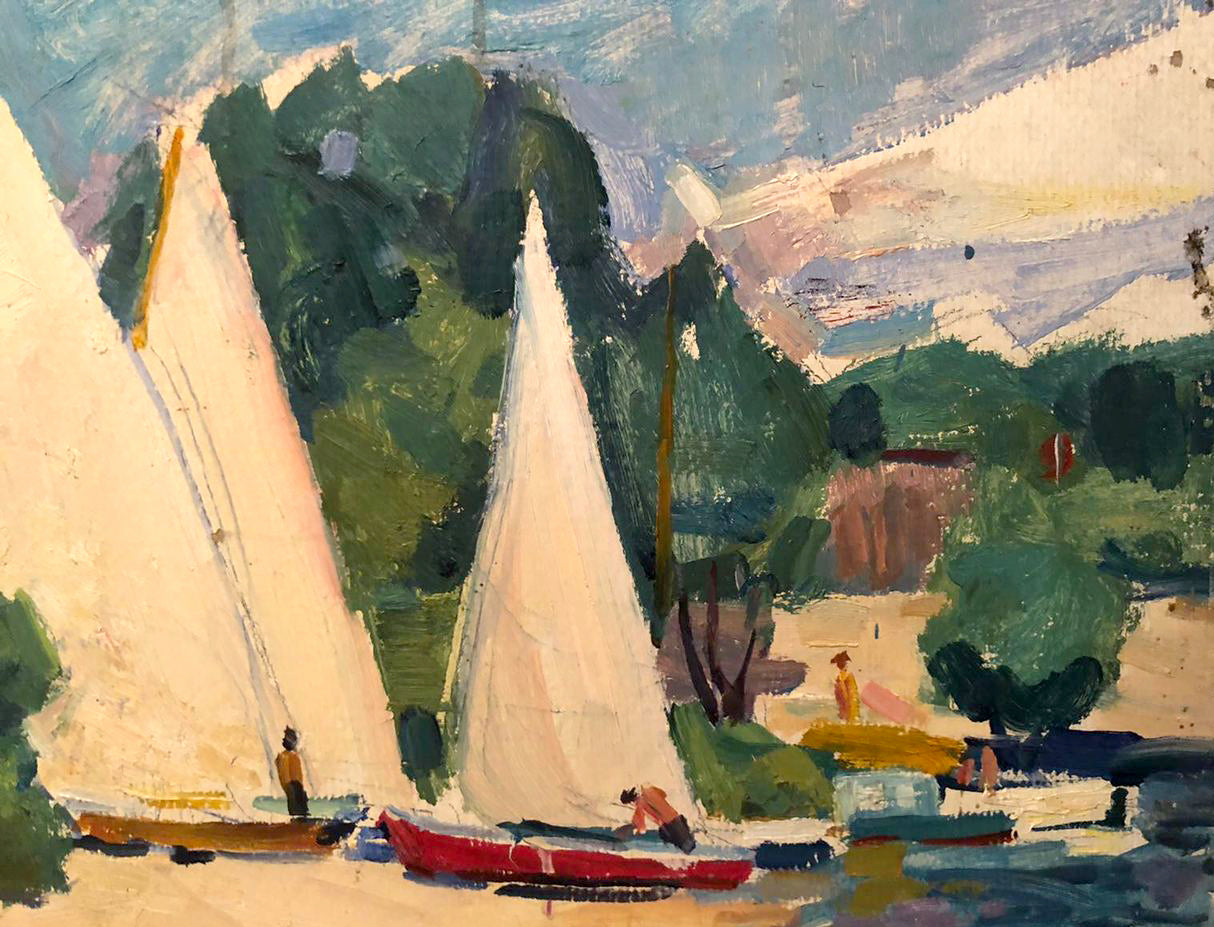 Oil painting Boats on the shore Glushchenko Nikolay Petrovich