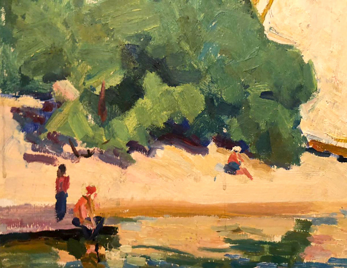 Oil painting Boats on the shore Glushchenko Nikolay Petrovich