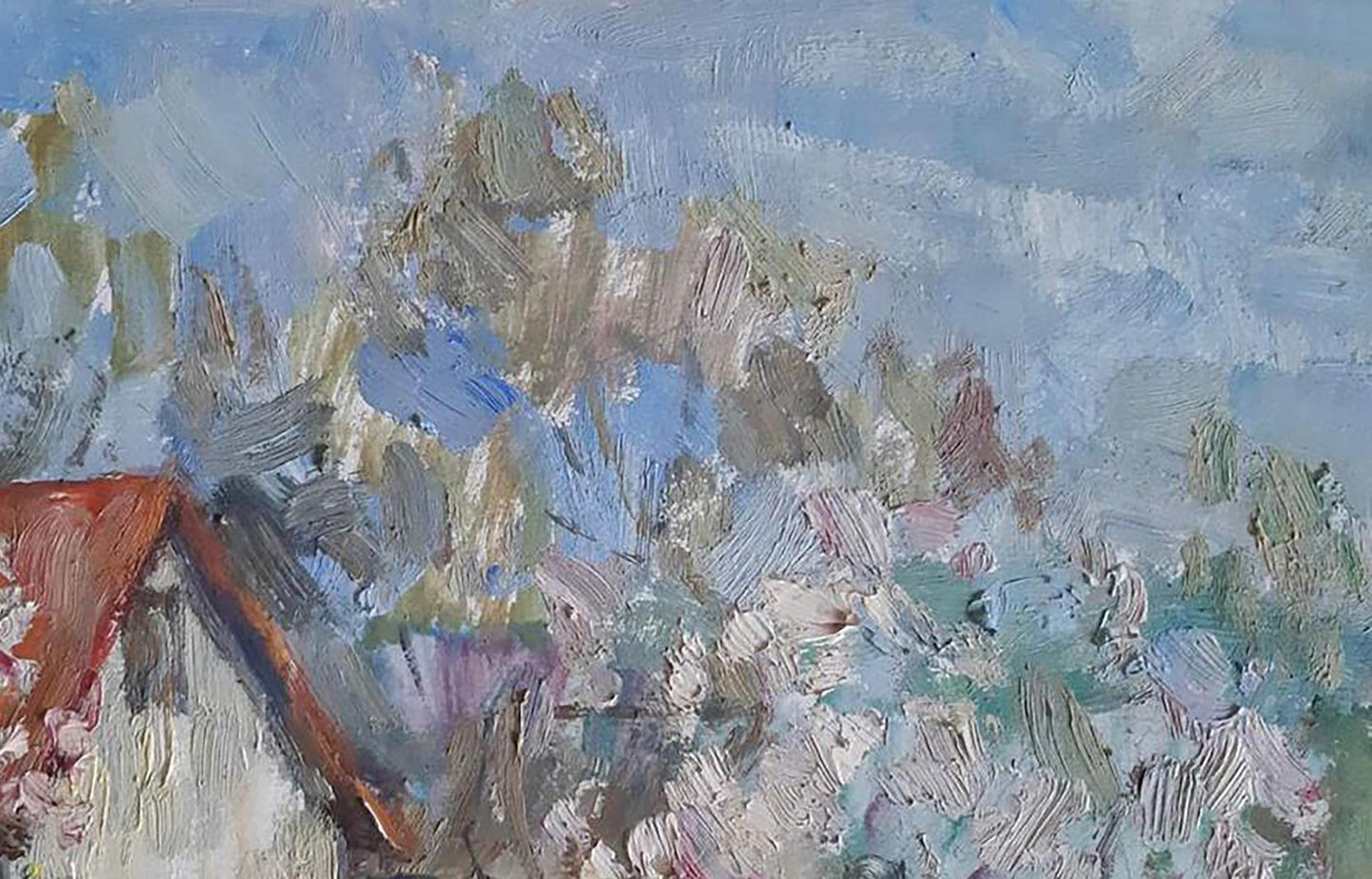 Oil painting Spring Village landscape
