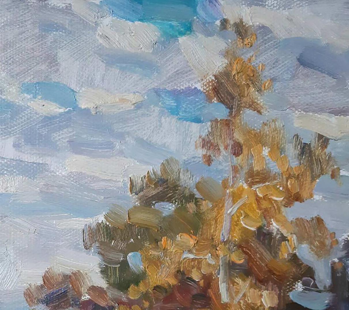 Oil painting Autumn Forest landscape