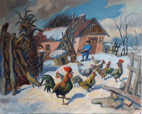 Oil painting Spring snow Daniil Litvinov