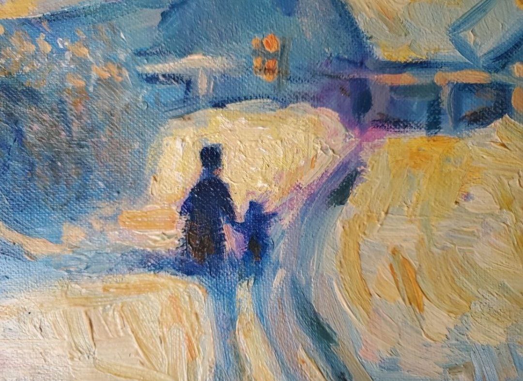Oil painting Winter evening Litvinov Daniil Olegovich