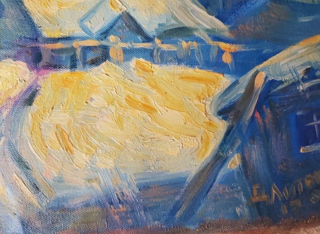 Oil painting Winter evening Litvinov Daniil Olegovich