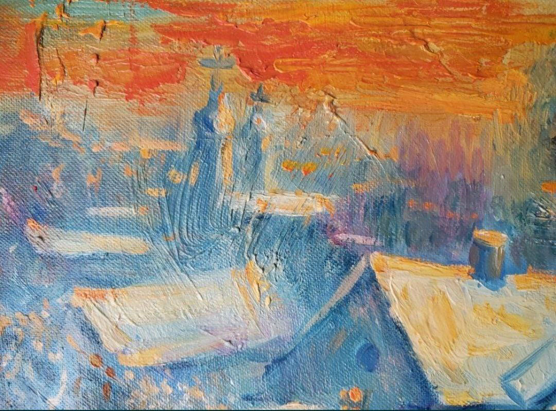 Oil painting Winter evening Litvinov Daniil Olegovich