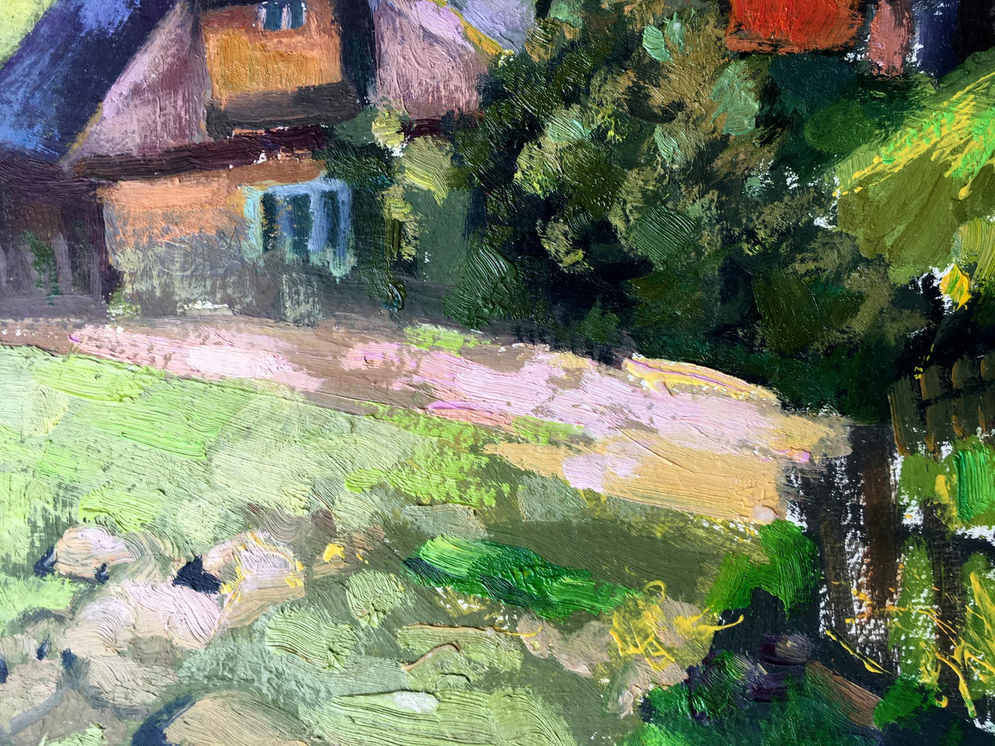 Oil painting Carpathian village Batrakov Vladimir Grigorievich