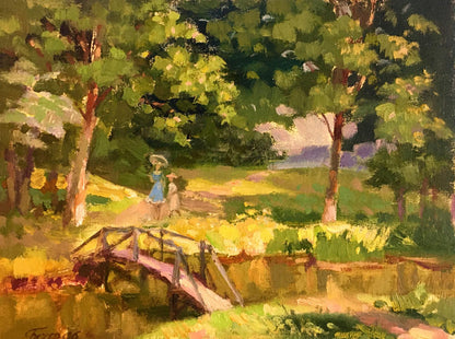 Oil painting An evening walk Batrakov Vladimir Grigorievich