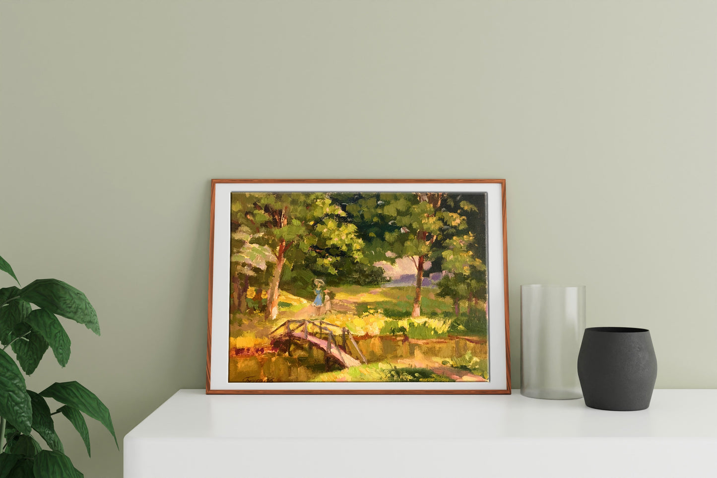 Oil painting An evening walk Batrakov Vladimir Grigorievich