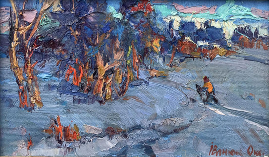 Oil painting Evening road Ivanyuk Oksana