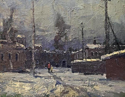 Oil painting Walking around the winter city Volodymyr Pashchenko