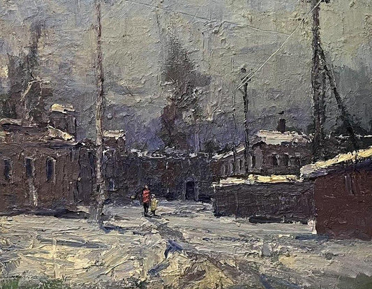 Oil painting Walking around the winter city Volodymyr Pashchenko