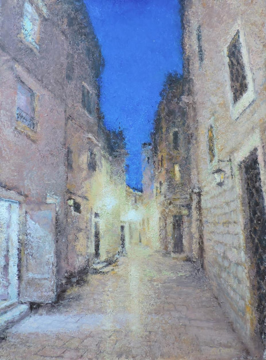 Oil painting Blue yellow night Osnach Olesia