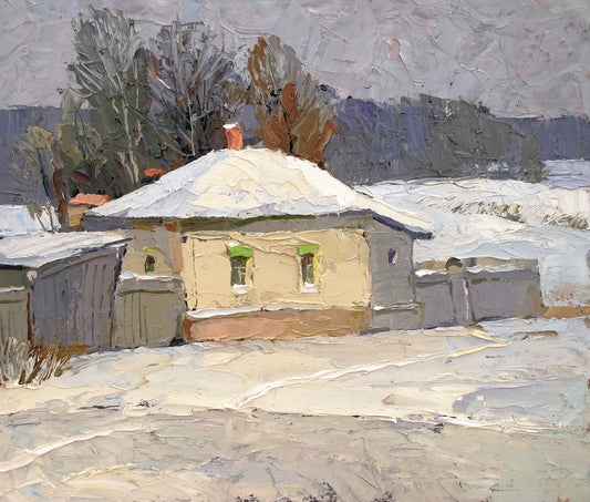 Oil painting Winter sketch Egor Shvachunov