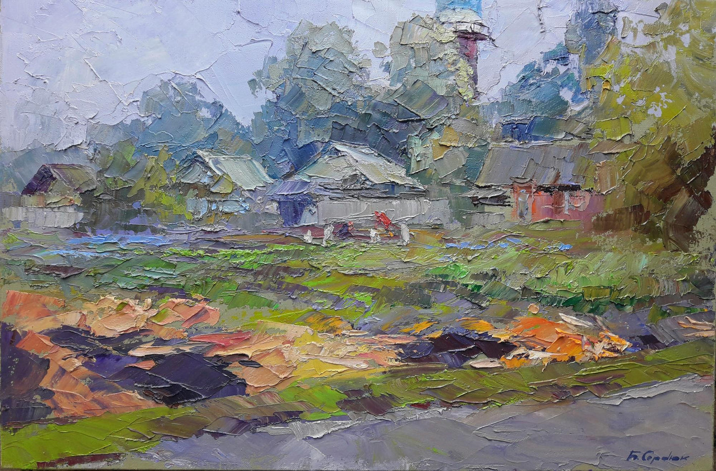 Oil painting On the outskirts of Dykanka Serdyuk Boris Petrovich