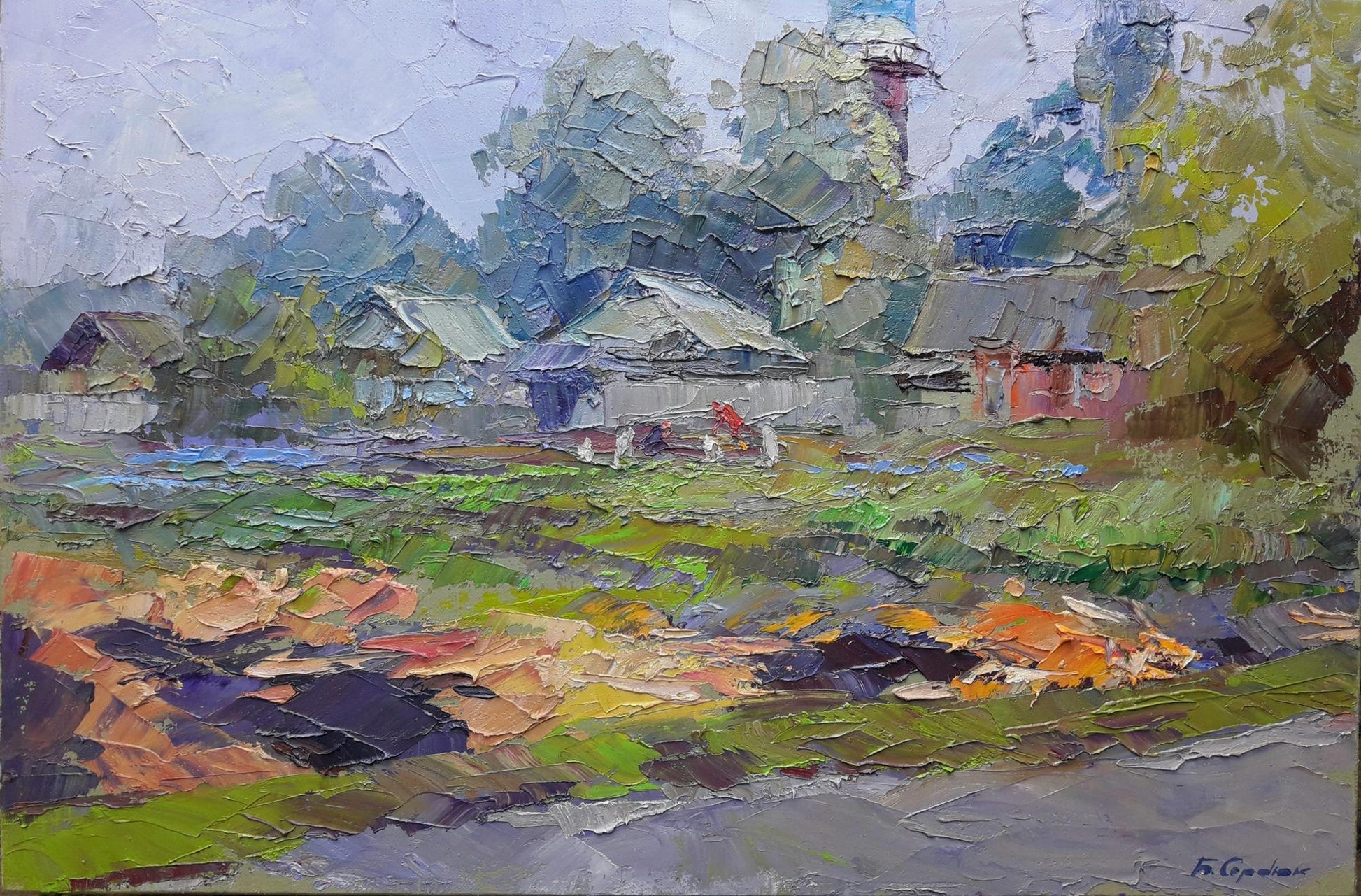 Oil painting On the outskirts of Dykanka Serdyuk Boris Petrovich