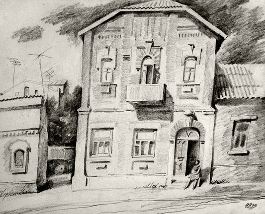 Pencil painting On the porch Egor Shvachunov