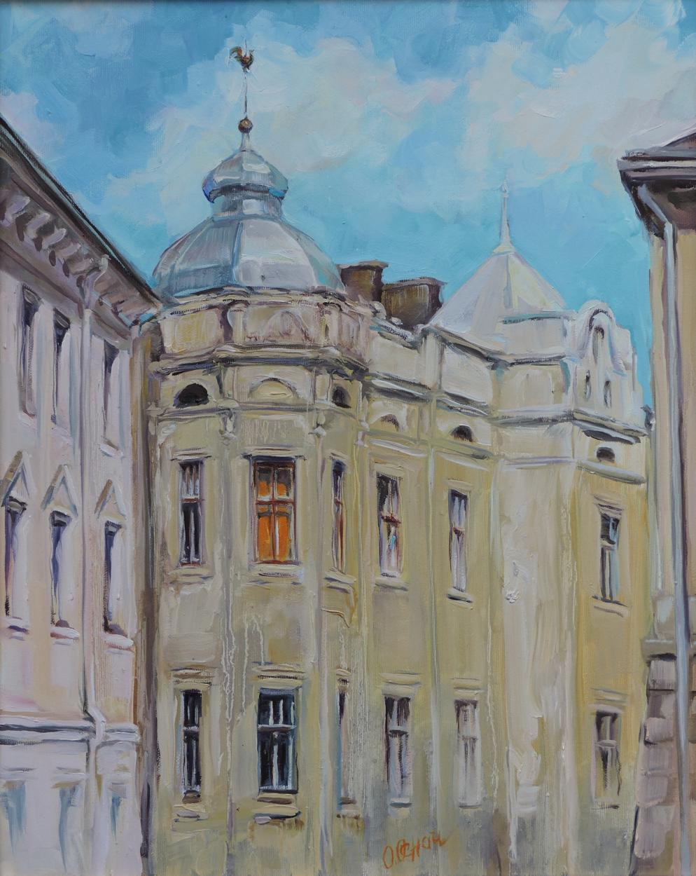 Oil painting Golden rooster Osnach Olesia