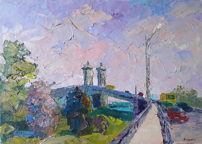 Oil painting Bridge across the Dnieper Serdyuk Boris Petrovich