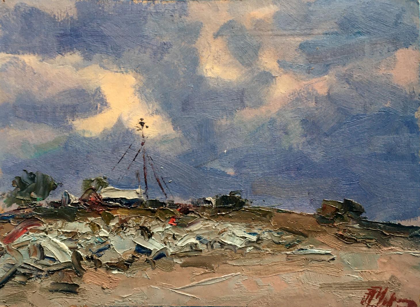 Oil painting Cool evening in the field Alexander Cherednichenko