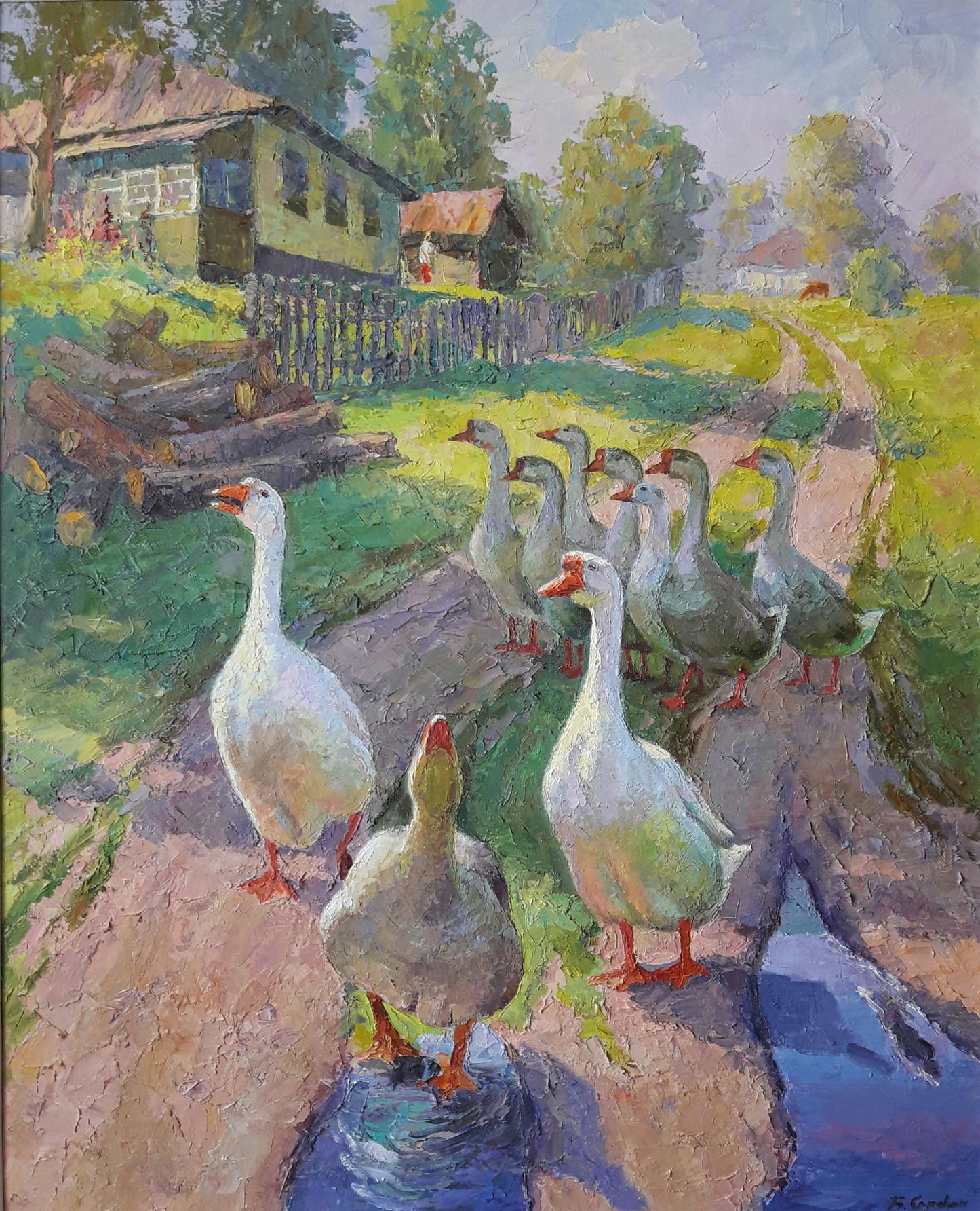 Oil painting Geese Serdyuk Boris Petrovich