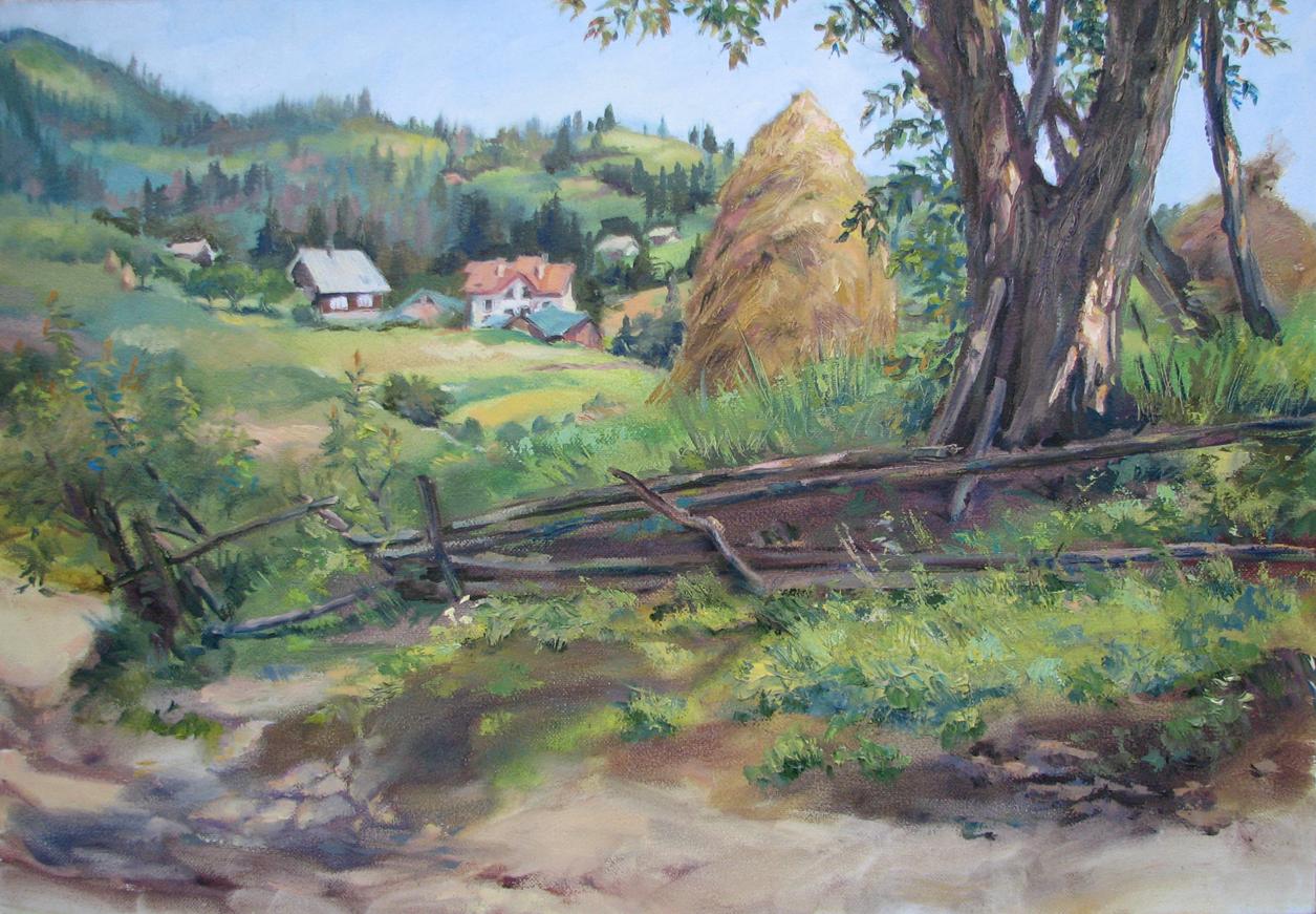 Oil painting Carpathian motif Osnach Olesia