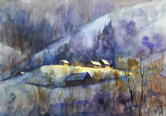 Watercolor painting Winter extravaganza Serdyuk Boris Petrovich