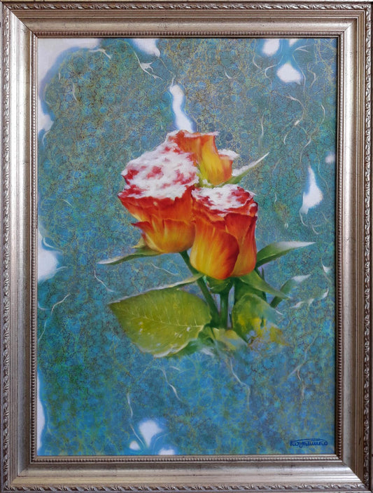 Oil painting Gift of roses Vasily Korkishko